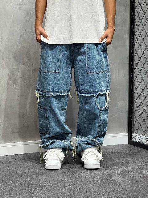 CALÇA BAGGY DESTROYED SKY BLUE