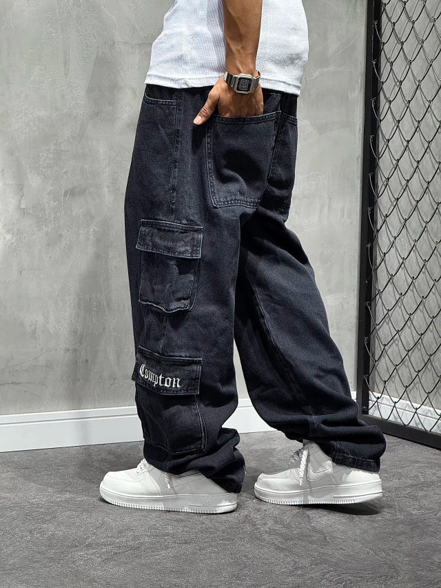 CALÇA COMPTON CARGO POCKET JEANS BLACK