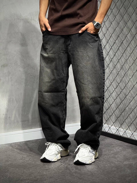 CALÇA BAGGY JEANS STONED MARROM
