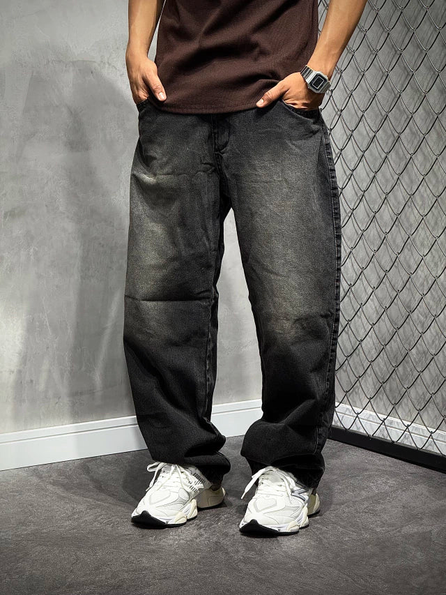 CALÇA BAGGY JEANS STONED MARROM