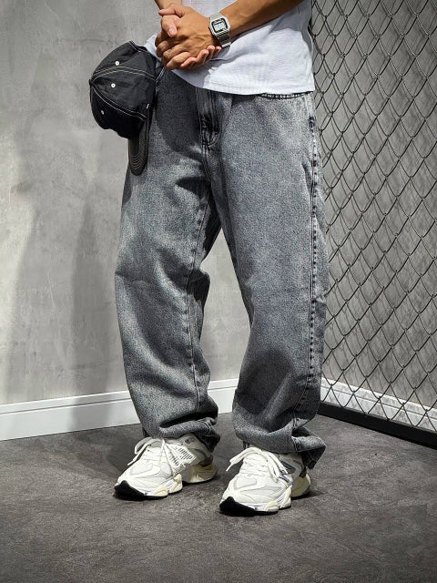 CALÇA BAGGY JEANS STONED GREY