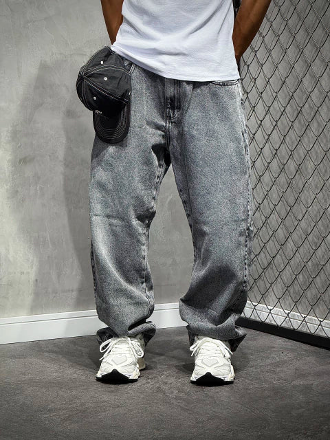 CALÇA BAGGY JEANS STONED GREY