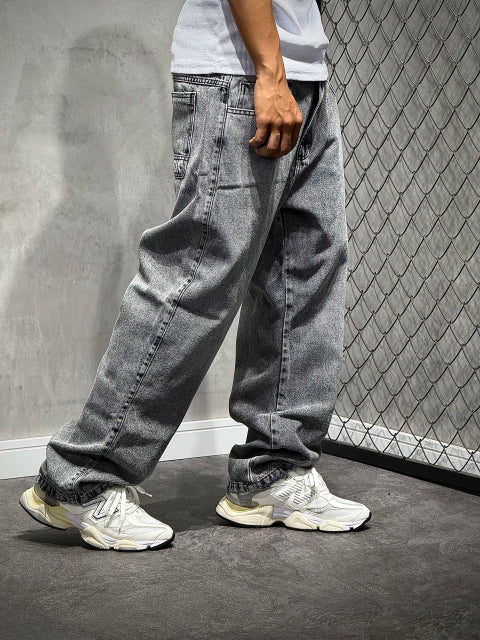CALÇA BAGGY JEANS STONED GREY