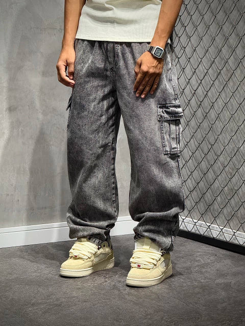 CALÇA CARGO STONED BASIC JEANS