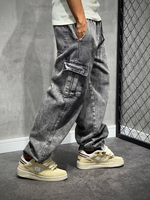 CALÇA CARGO STONED BASIC JEANS