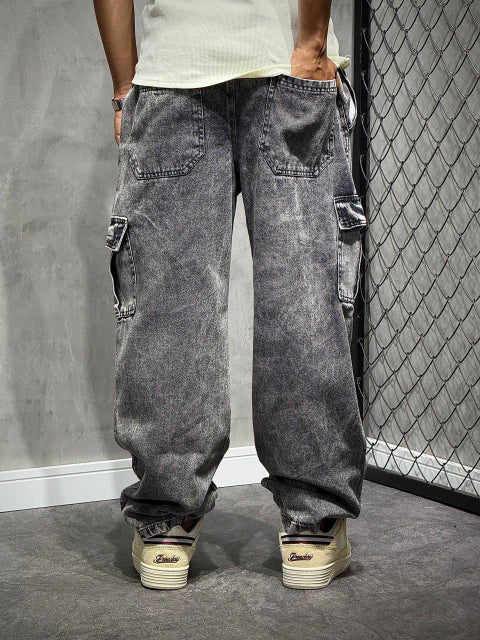 CALÇA CARGO STONED BASIC JEANS