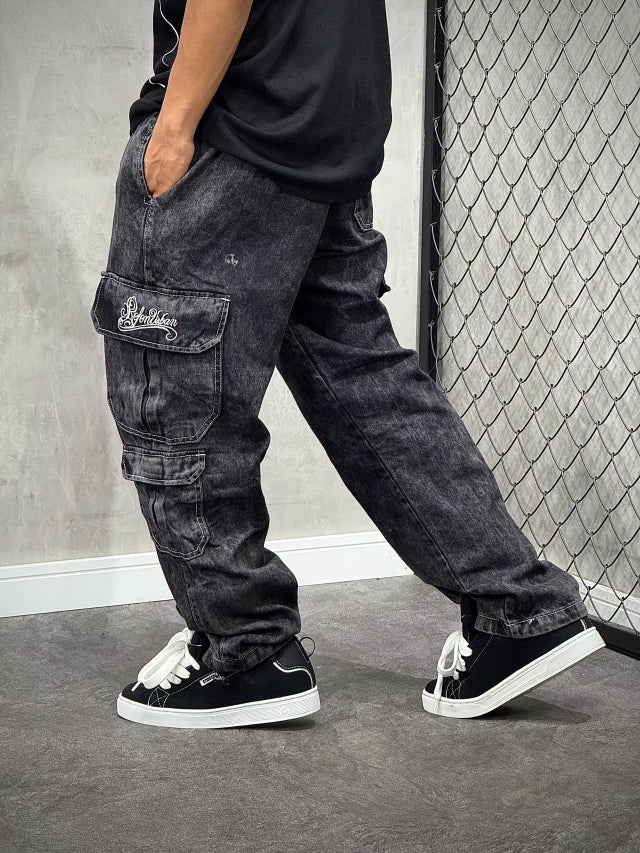 CALÇA DOUBLE CARGO REFEN STONED LETRING