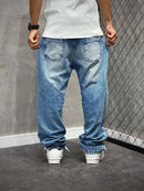 CALÇA DENIM CASUAL SOLTA PATCH CRUZ