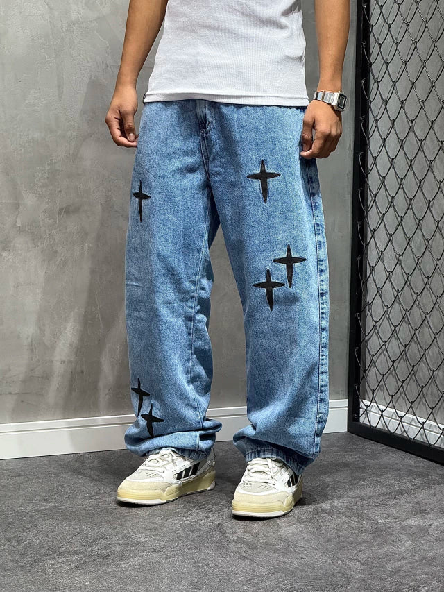 CALÇA JEANS BAGGY “STAR” SKY BLUE